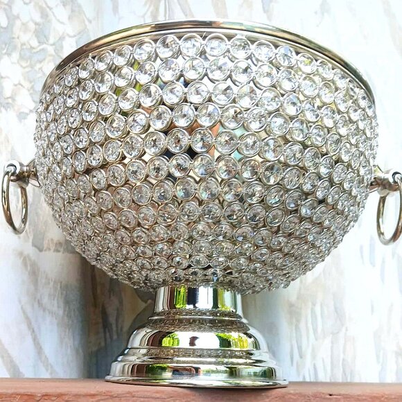 Cynthia Rowley Glass Rhinestone Crystallized Bling Champagne Ice Bucket - Picture 11 of 12